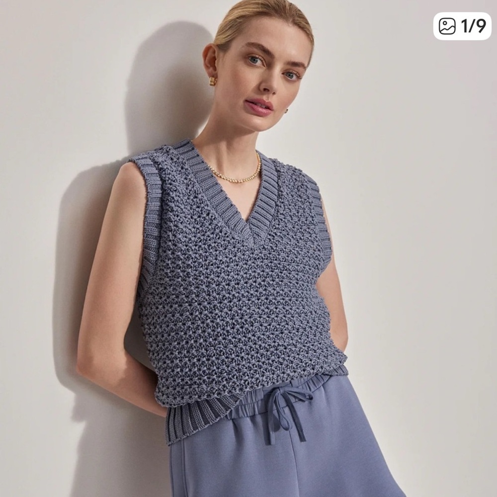 VARLEY Adie Knit Sweater Vest Stone Blue XS